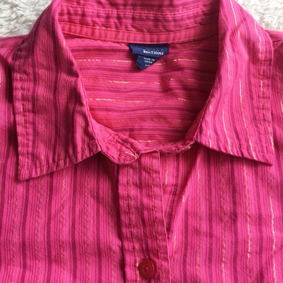 6/$20Basic Editions pink gold stripebutton up sz L - Picture 7 of 8